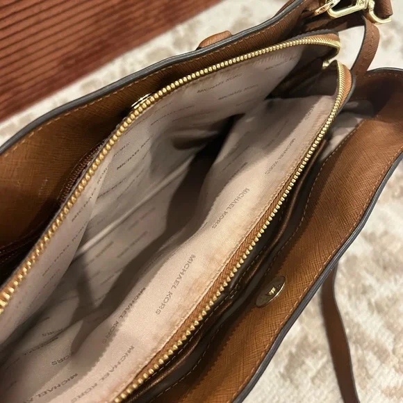 Michael Kors Brown Leather Purse with Gold Accents - Picture 7 of 10